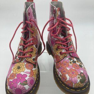 RARE SZ 6 Dr. Martens Doc Martens Pink Orange Pascal 46 Pattern Boot Like NEW